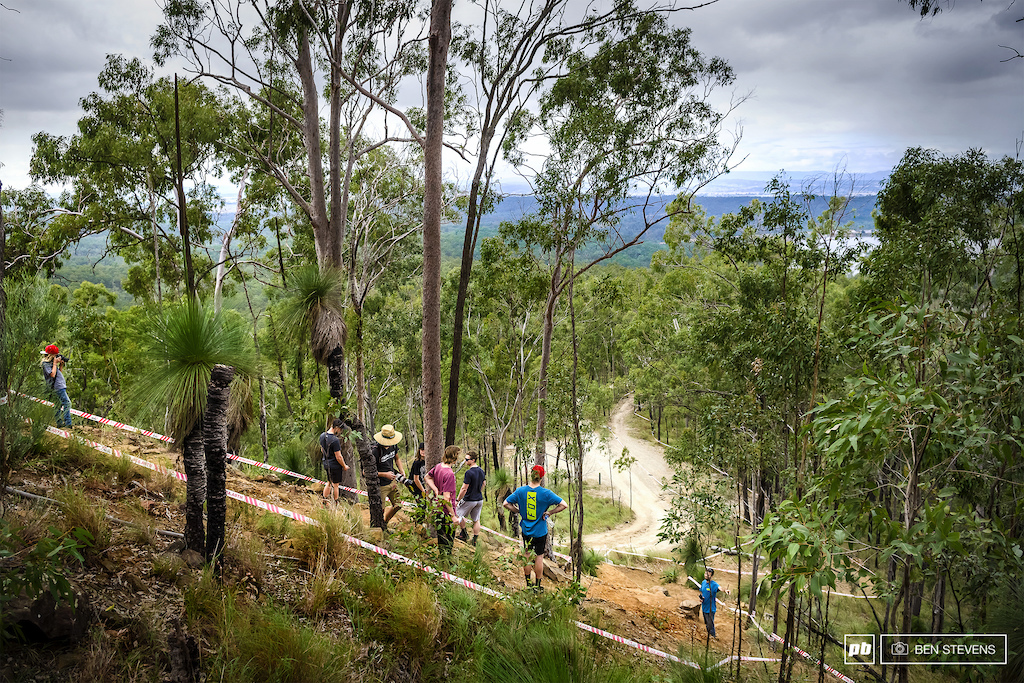 Many riders were scoping out the most technical section of track, the rock garden.