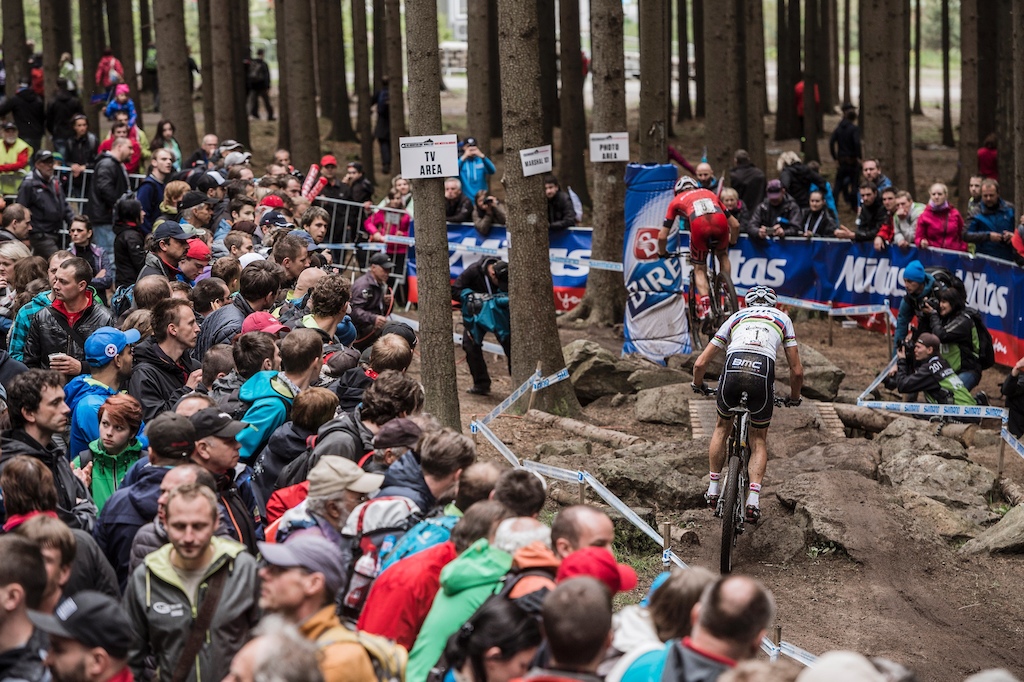 Julien Absalon performs at the UCI Mountain Bike World Cup in Nove Mesto, Czech Republic on May 24th 2015 // Bartek Wolinski/Red Bull Content Pool // P-20150524-00730 // Usage for editorial use only // Please go to www.redbullcontentpool.com for further information. //