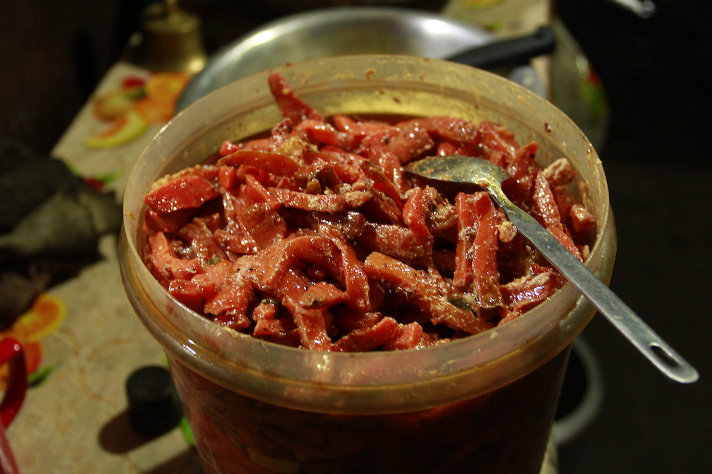 Mula Ko Achar - a local delicacy, dried, pickled and spicy...the perfect accompaniment to a Nepalie Meal.