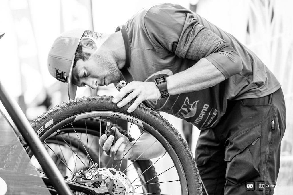 Tire choice and pressures were an important thought process overnight. The experienced Frenchie Francois Bailly-Maitre makes a last check before heading for the start ramp.