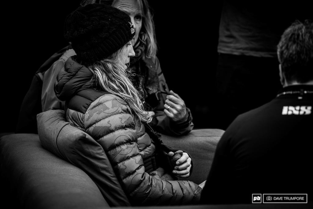 It was a somber mood in the Atherton pits as Rachel Atherton watched her unbeaten streak and World Cup points lead come to an end. Will she be back next week in Leogang? That is a question no one knows the answer to just yet.