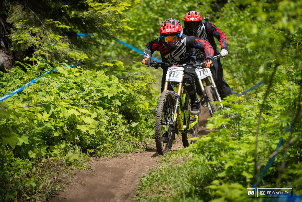 Severin Magni looks for an opening around Carson Domen Cat 2 Men 15-18 .
