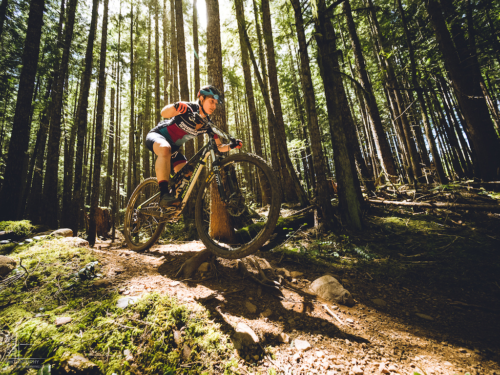 Mountain biker on blue collar lower in Cumberland