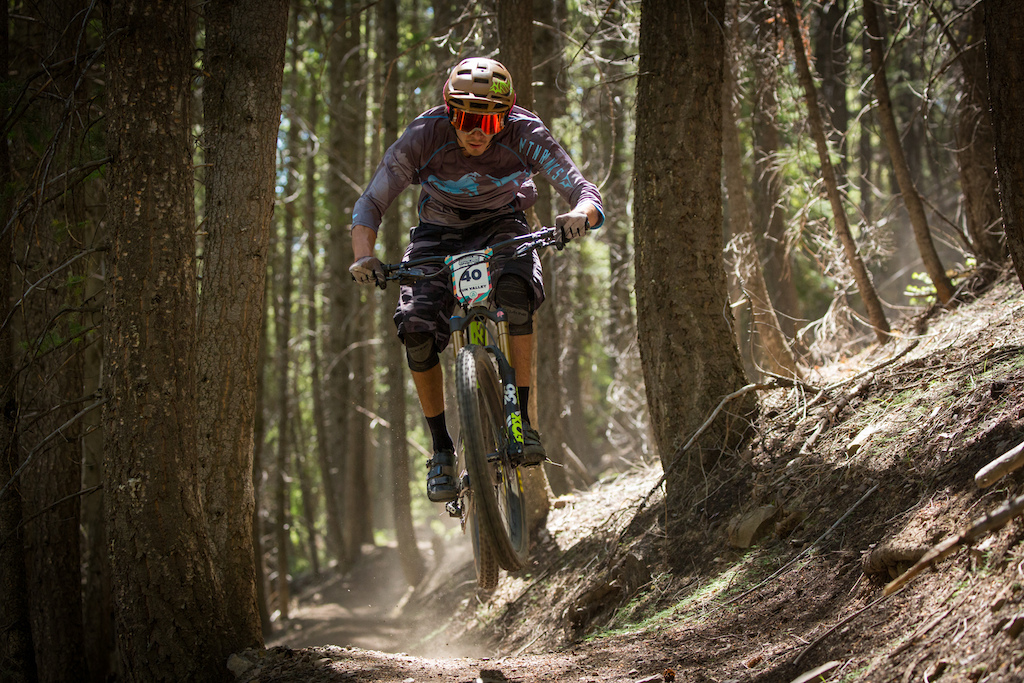 Chance Becher races stage three in the expert division during Round 3 of the 2017 SCOTT Enduro Cup presented by Vittoria in Sun Valley ID on July 1, 2017. Photographer: Sean Ryan, courtesy Enduro Cup