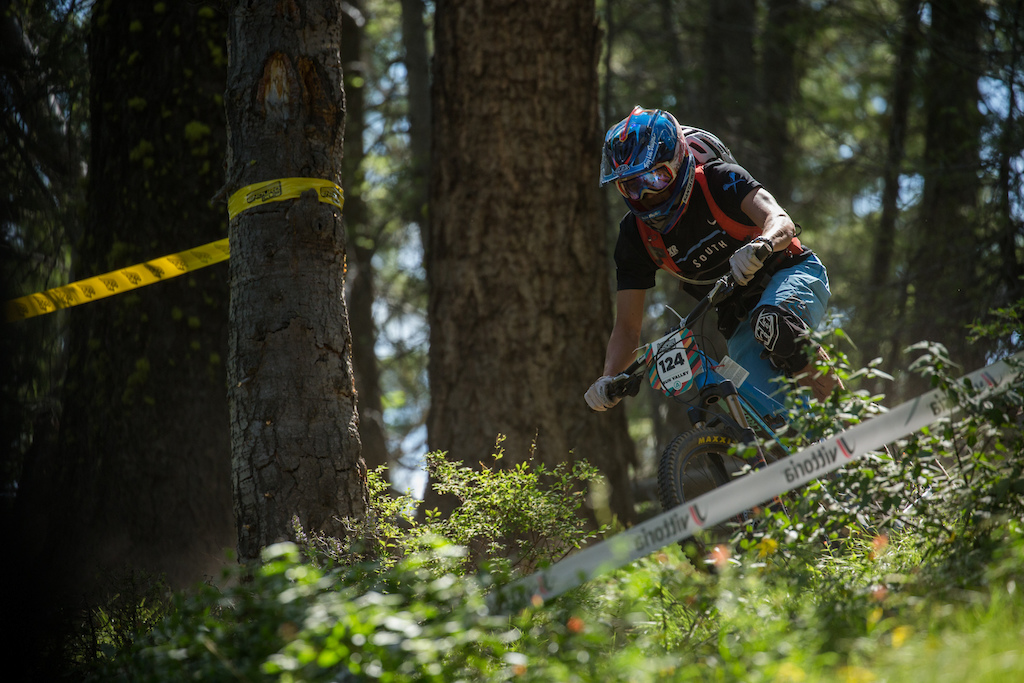 Tanner Noble races Stage 4 in the Amateur Men's Division of Round 3 in the 2017 Scott Enduro Cup presented by Vittoria in Sun Valley, ID on July 2nd, 2017.