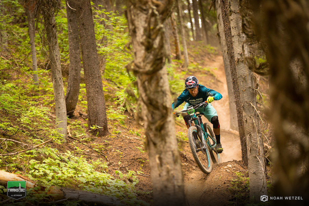 Nate Hills races Stage 3 on Day 1 in Fernie, B.C. for the Trans BC Enduro.