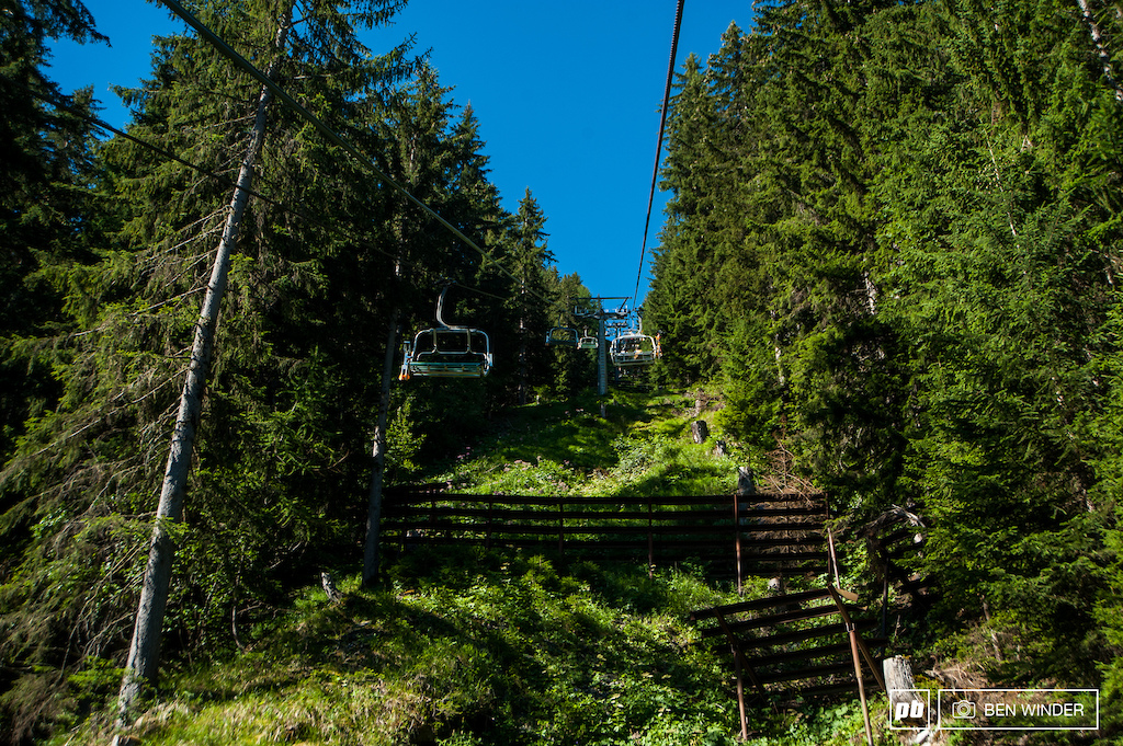 Riders use the chair lift to access three of the stages and pedal to the top of one stage.