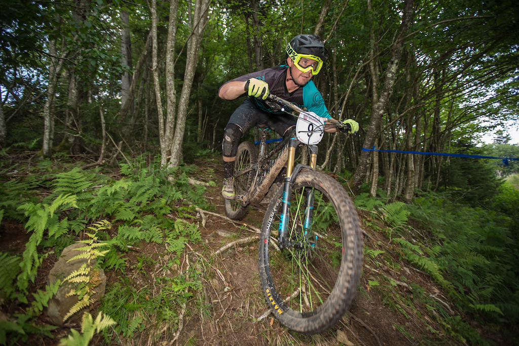 Joe Haley coming in hot on Enduro Day 2 at MTB Nats. Photo by Bruce Buckley