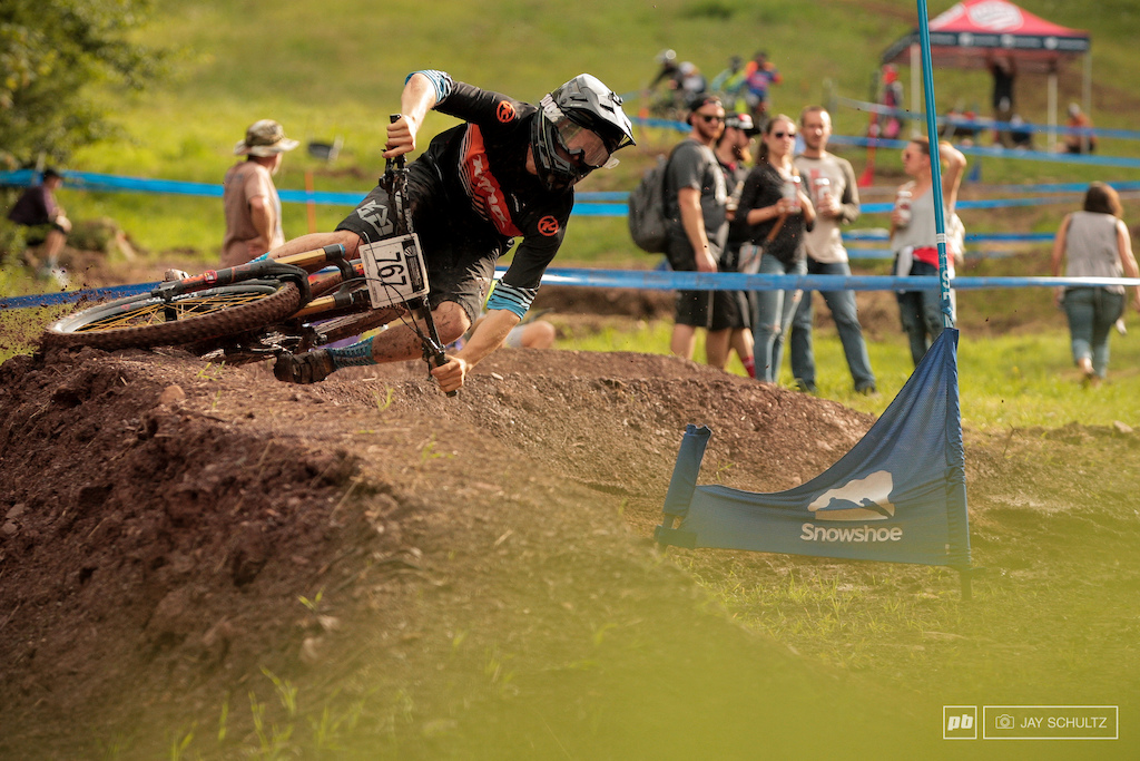 Just a bit too high Nate. It didn t end well and he took a tumble re-aggravating an injury from a few days earlier during DH practice. He was limping off the course and took a minute to collect himself with dad at his side but did push up the course to keep it going.