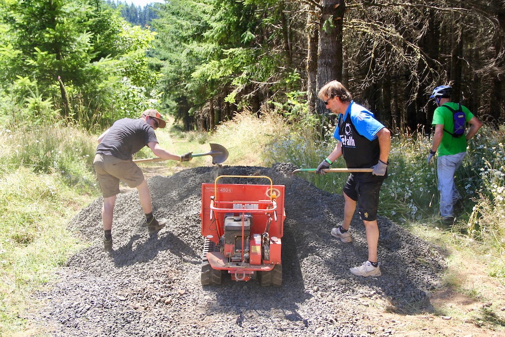 Sat Crew #4 moving rock and gravel to prepare for fall work on areas that succumb to heavy moisture and a fair amount of traffic during the winter.