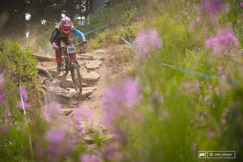 Sydney Haberman looked comfortable on all the tech on Slinghshot Wookie as she navigated to first Cat 2 Women 0-18 .