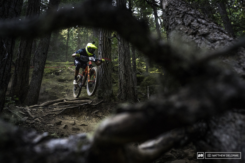 Robin Walner finding that the quickest way through the roots is to not touch them with his tires.