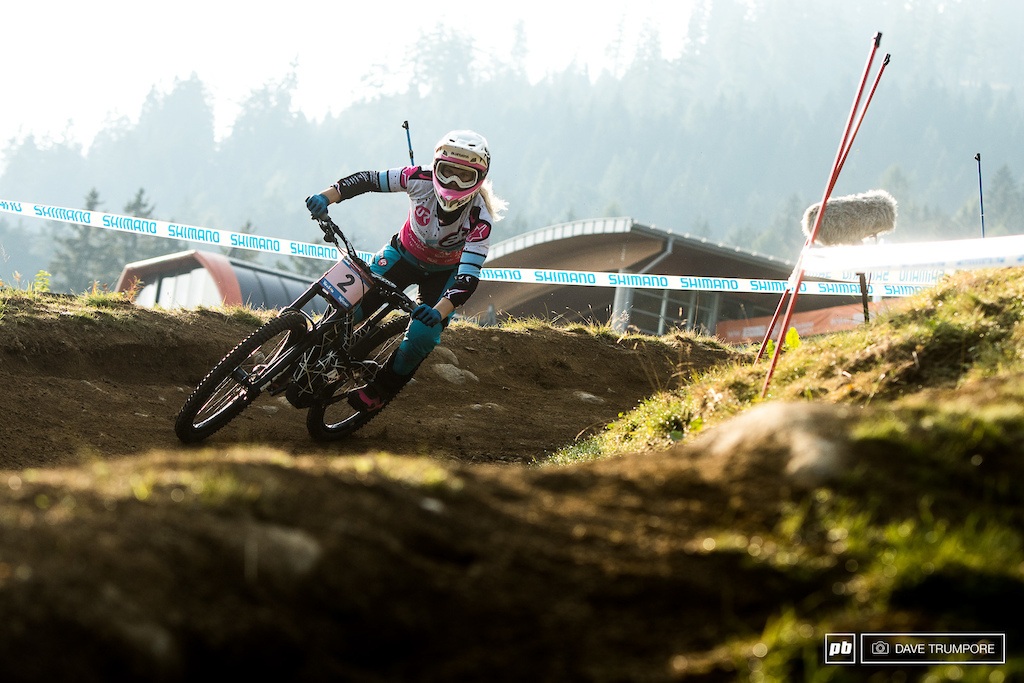 Tracey Hannah struggled wth confidence today after a big crash.  She would finish 3rd in the race and the overall.