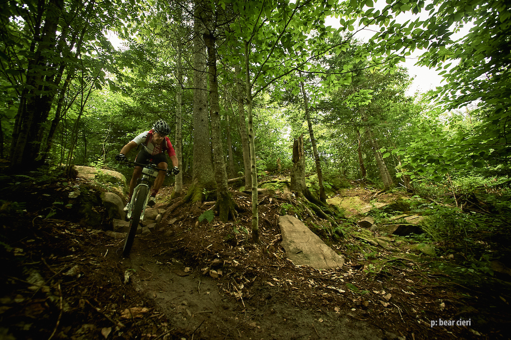 "Nicolas Paquin working his way through one of the technical sections on the super fun final decent toward Lac Beauport." 

Quebec Singletrack Experience. Day 5 at Lac Beauport 

37.4 km (23.2 miles)
photo by Bear Cieri