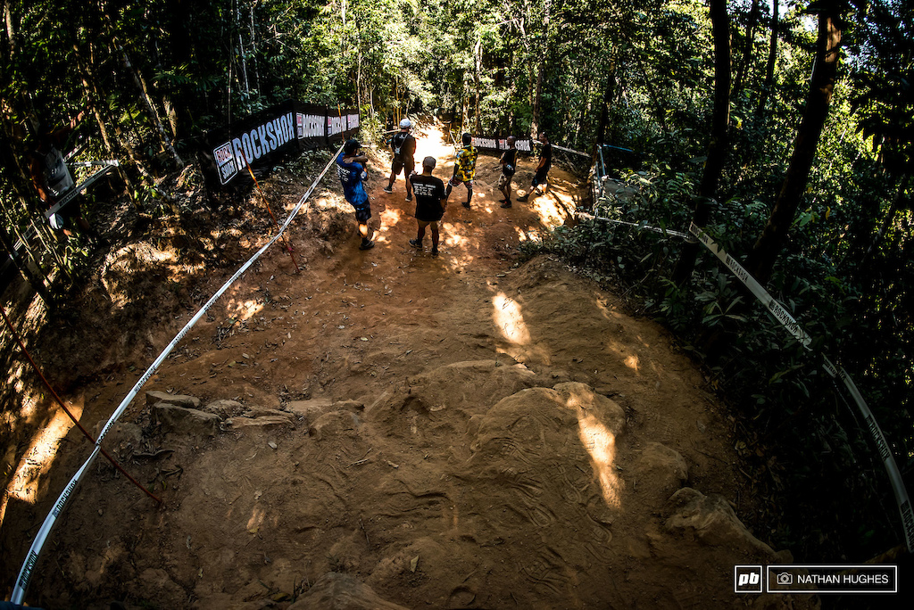 The final chute, ever a problem area at race speed, although preferable in dust to axle deep mud a la 2014...