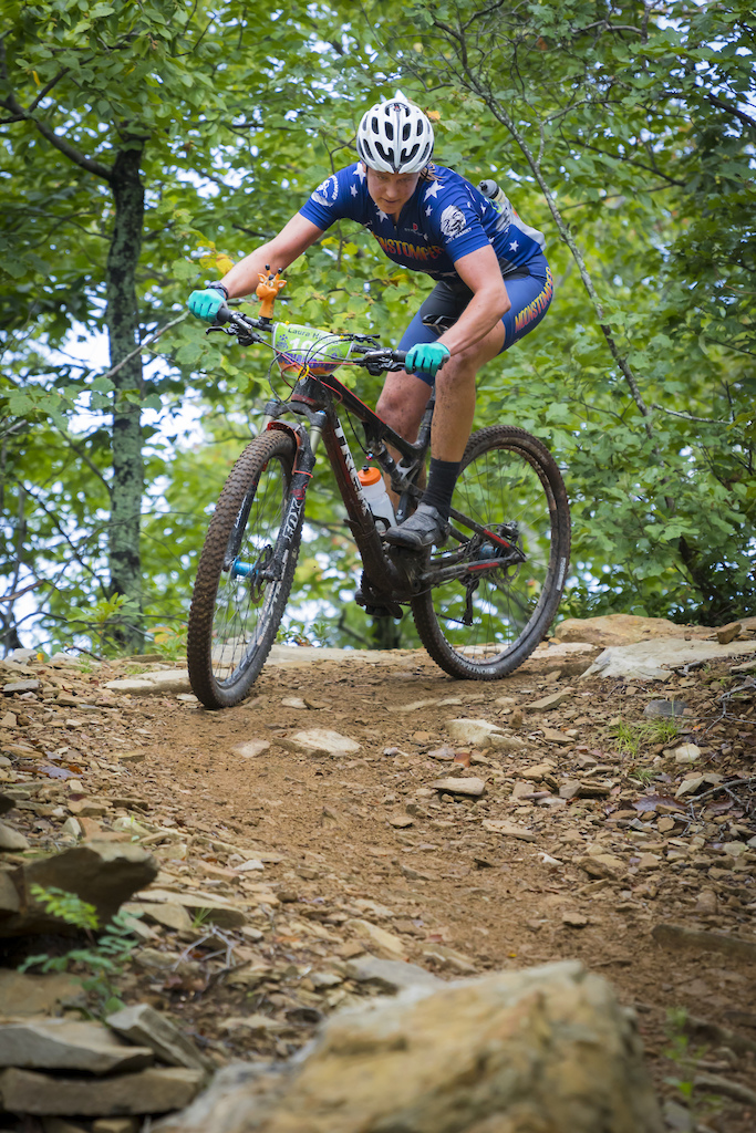 Laura Hamm absolutely shredding the downhills. She ended with the women's 3rd overall place. #Shenandoah100 #Stokesville Photo by Will Niccolls www.adventure-photo.com/