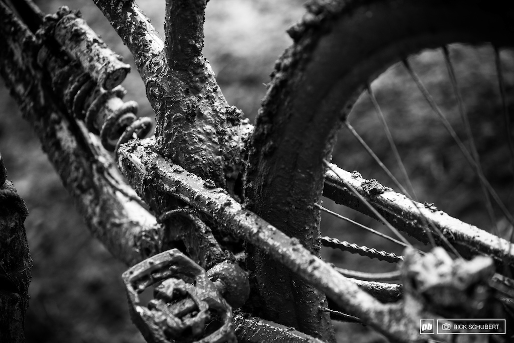 There was mud all over the bikes.