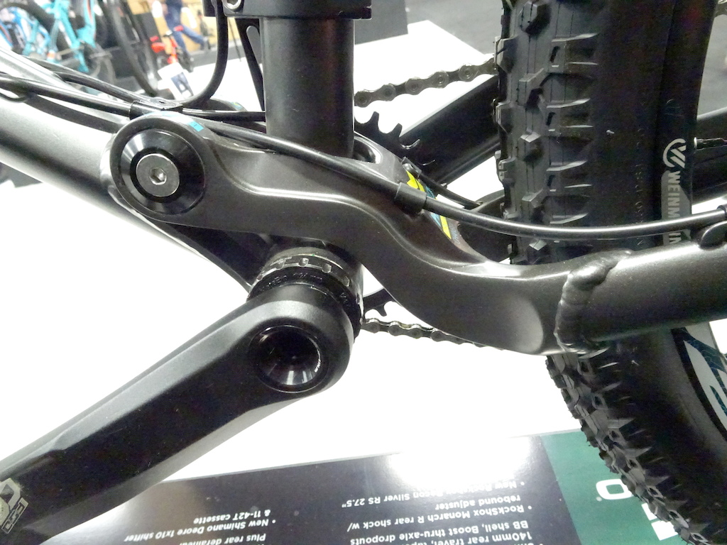 The 140mm travel Shift R5 LT has a unique swingarm pivot that sits well forward of the bottom bracket.