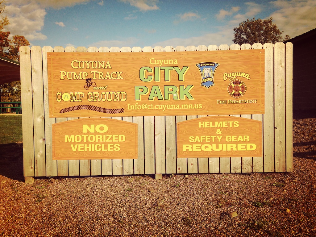 City of Cuyuna Pumptrack entrance sign