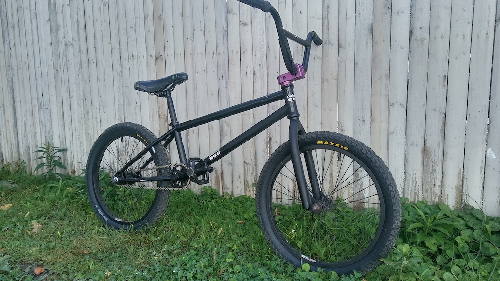 KinkBMX Apex custom blacked out. Riding incredibly with some new maxxis holy rollers on it, new aluminum double wall back rim. going to shoot for a disc setup for the rear i think.