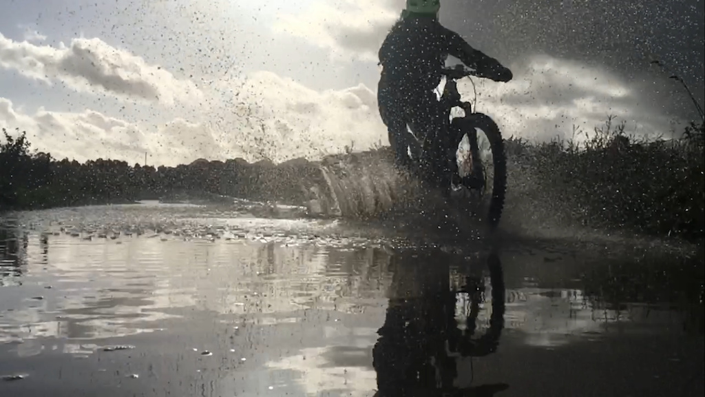 It was damp out today. So I rode through a puddle.