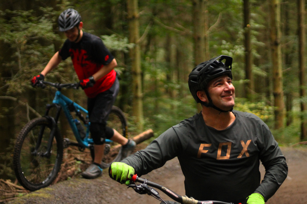 Dan and Adam Clarke showcasing some smiles after going off one of the gnarliest drops of the day.