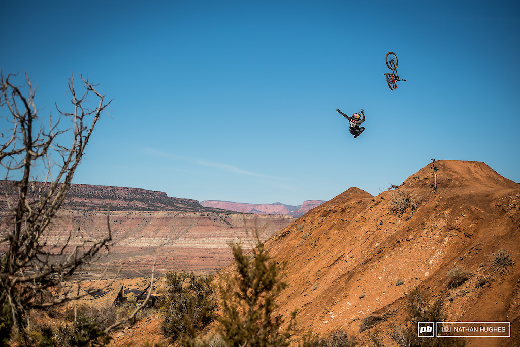 Andreu's bicycle superpowers temporarily escaping him on the final jump.