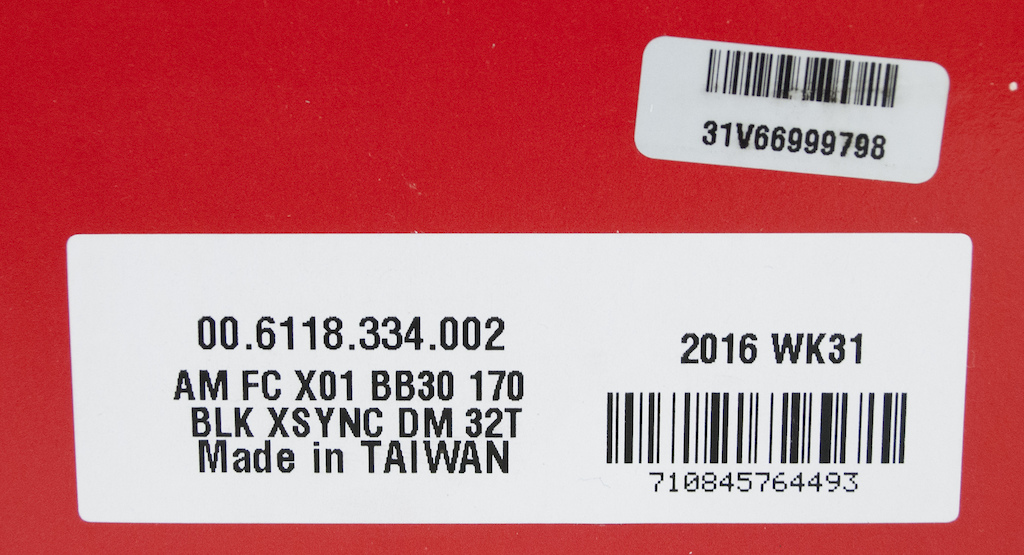 2016 SRAM X01 carbon crankset 175mm 32T DM for BB30