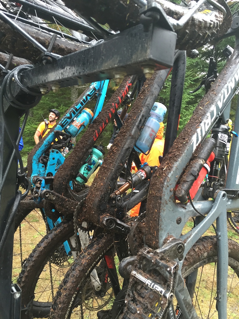 That there is some fresh dirt that is stuck to the bikes.