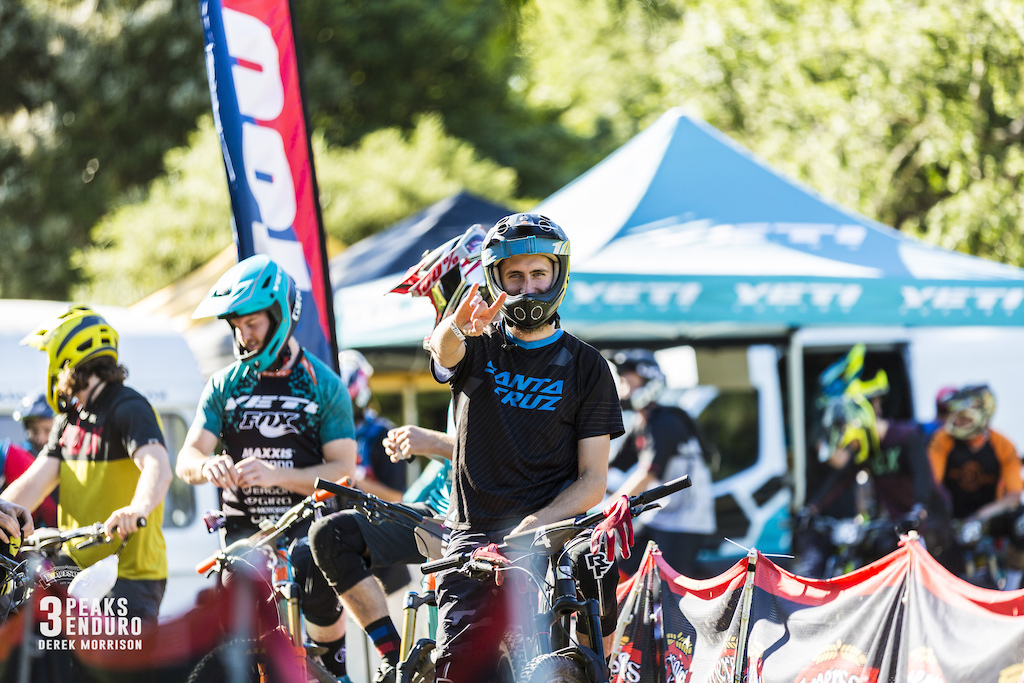 Ethan Glover liones up in wave 1 on Day 1 of racing in the sixth edition of the Emerson's 3 Peaks Enduro mountain bike race held in the hills above Dunedin, New Zealand, at the weekend (December 02-03, 2017).