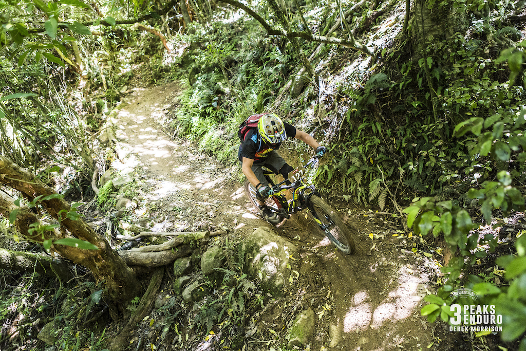 Paulo Lagos on Nicols Creek during Day 1 of racing in the sixth edition of the Emerson's 3 Peaks Enduro mountain bike race held in the hills above Dunedin, New Zealand, at the weekend (December 02-03, 2017).