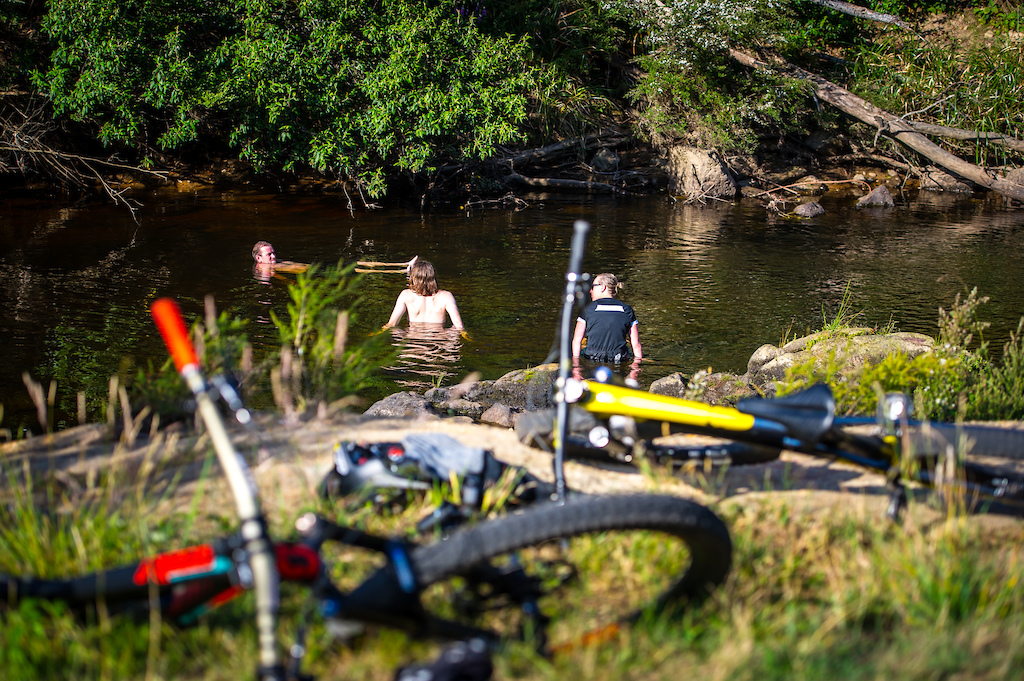 Post ride dip in the Ringarooma River that flows through Derby.