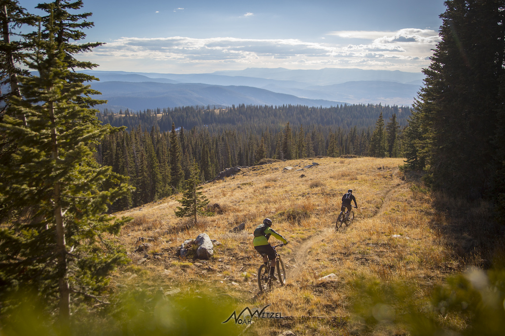 Jared Terrio and Justin Hirsch enjoy the high alpine views of the CDT outside of Steamboat Springs, Colorado.