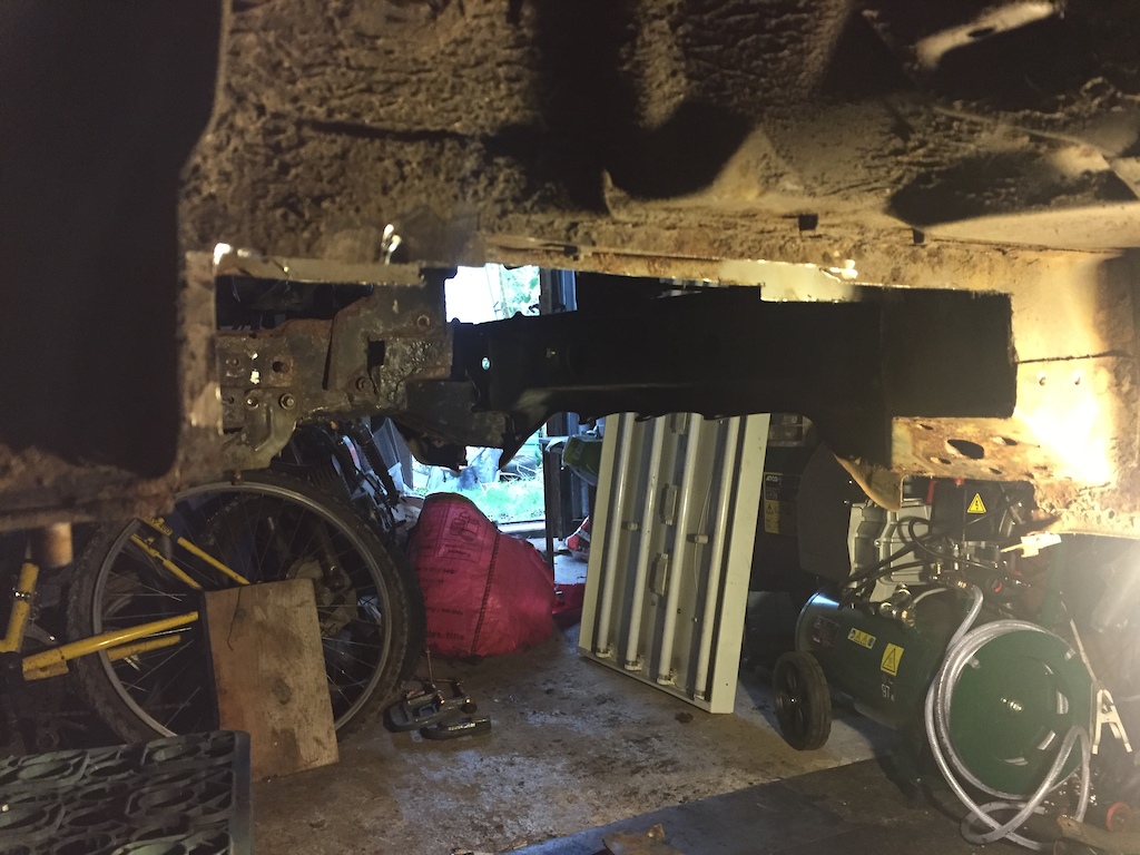 Old chassis rail cut for replacement