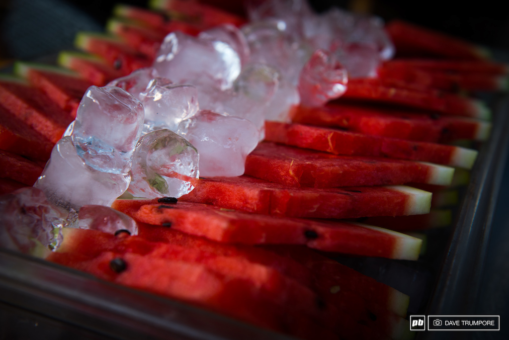The fresh fruit played out at every meal and every rest stop between stages in mouth watering.