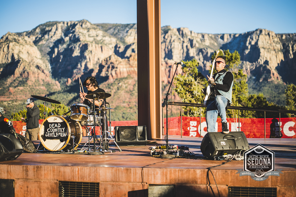 Dead Country Gentlemen from San Fransisco, California closed off day one of the Sedona Mountain Bike Festival with an energetic show in front of a perfect backdrop.