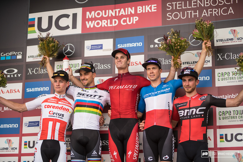 Men's Podium - Round 1 of the UCI XCO World Cup.