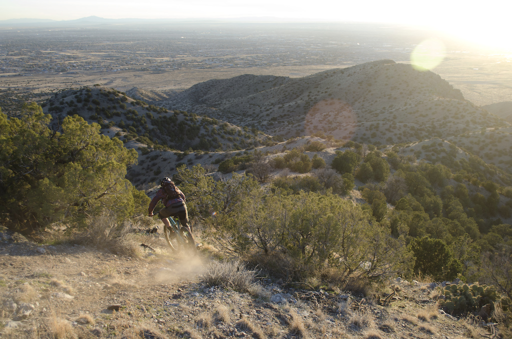 Daniel riding a hiking trail that is seldom seen by mtb, on the outskirts of Albuquerque.