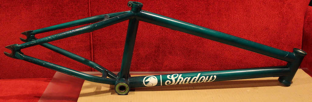 $90 - Fit frame, painted green, small dent in down tube but otherwise in good condition, no cracks. 21" TTL, comes with 19mm BB