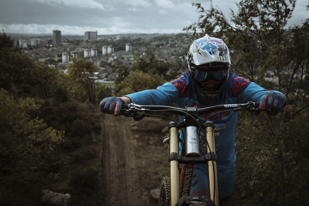 The King of the f**king North, Steve Peat on his custom built Gamble track. Photo: Duncan Philpott