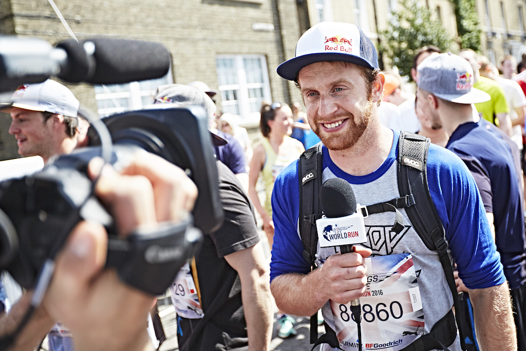 Danny MacAskill gives an interview during the Wings for Life World Run in Cambridge, Great Britain on May 8, 2016. // Andreas Langreiter for Wings for Life World Run // AP-1N91VFNJ91W11 // Usage for editorial use only // Please go to www.redbullcontentpool.com for further information. //
