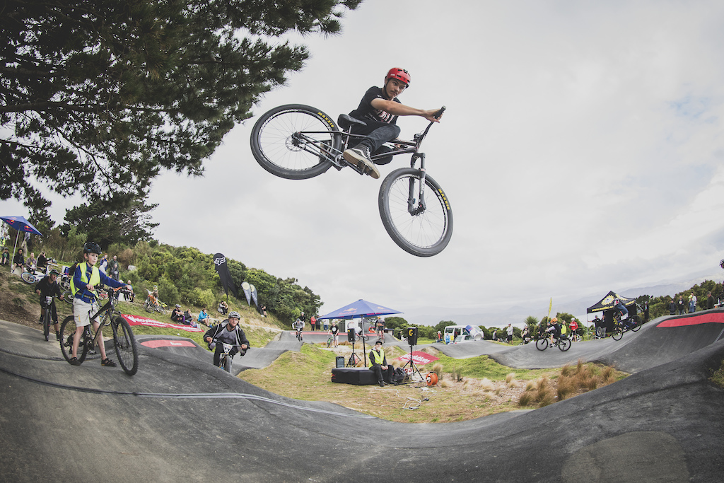 Connor Mahuika performs during practice at the Red Bull Pump Track World Championship in Wellington, New Zealand // Caleb Smith / Red Bull Content Pool // AP-1V9SGV1A52111 // Usage for editorial use only // Please go to www.redbullcontentpool.com for further information. //