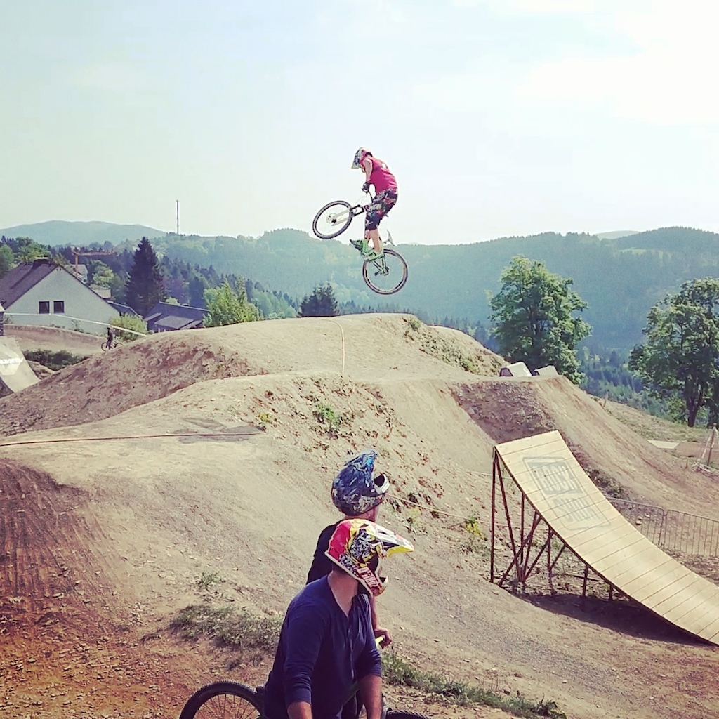 Having some fun on the winterberg dirt jumps after my 4x pro tour race
