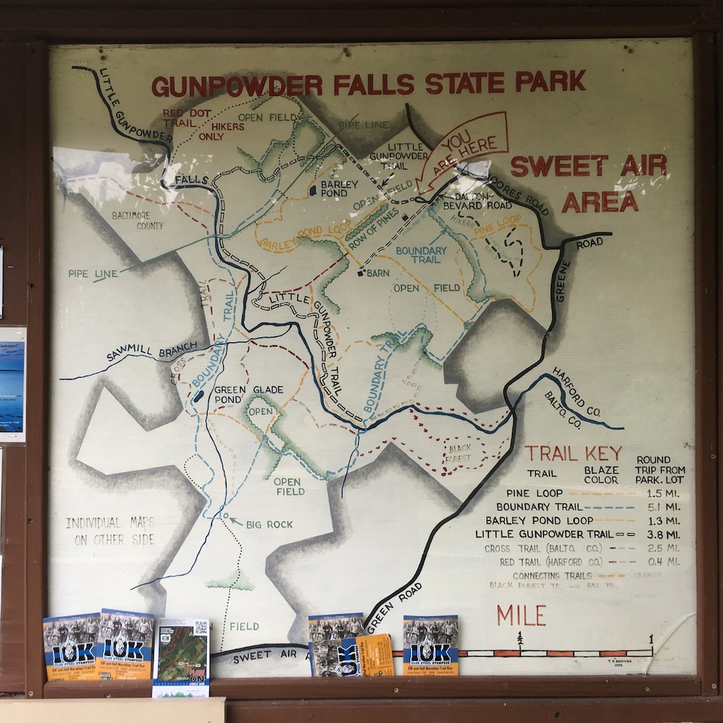 Detail of the trail map for the Sweet Air area