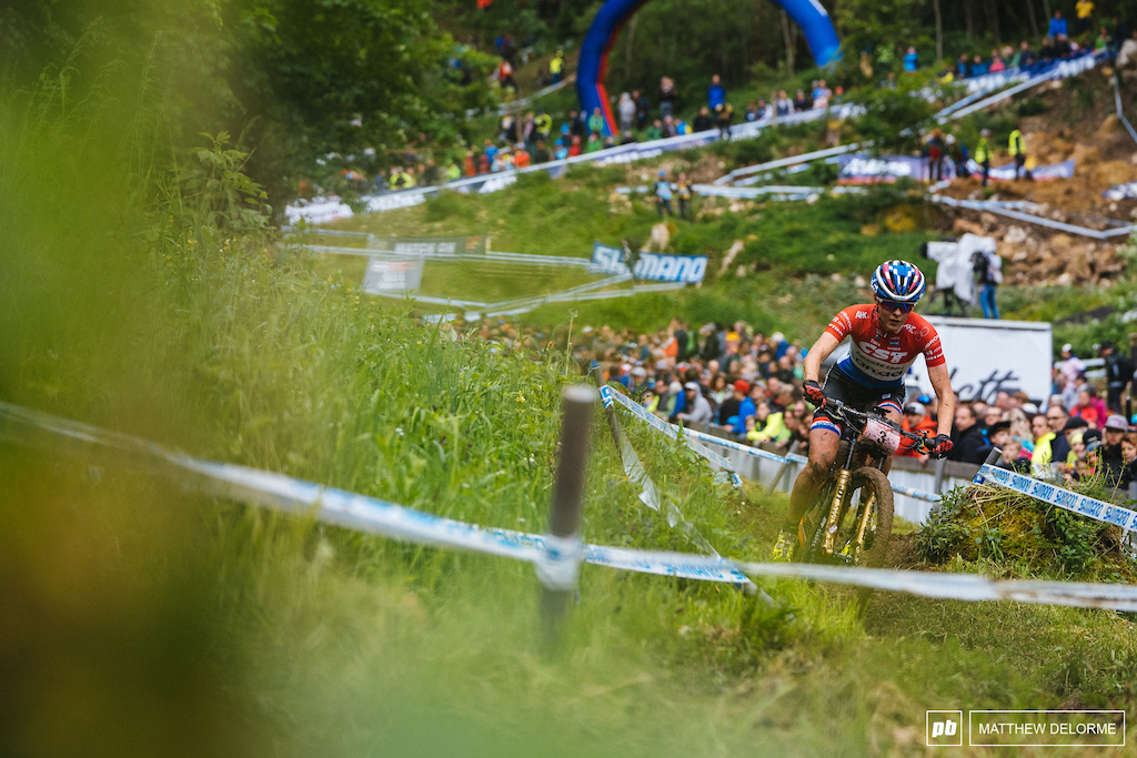 Anne Tauber took third today in the greasy Albstadt muck.