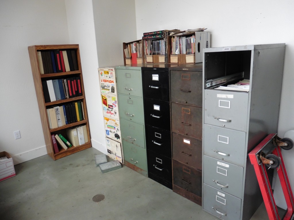 Some of the file cabinets and binders at the Mountain Bike Archive