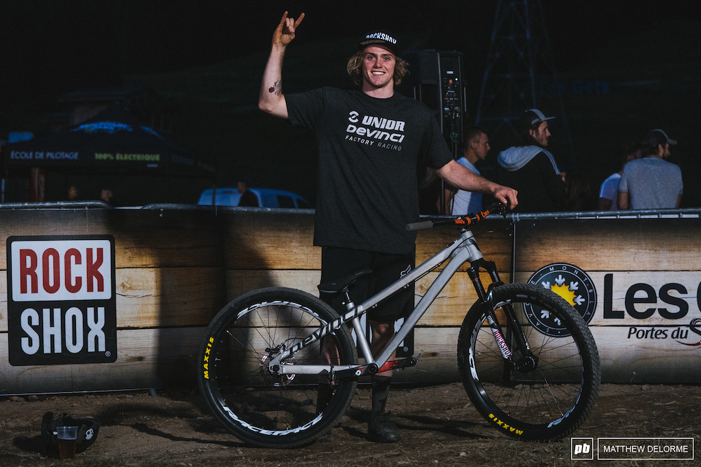 Keegan Wright Stoked on the win here in Les Gets.
