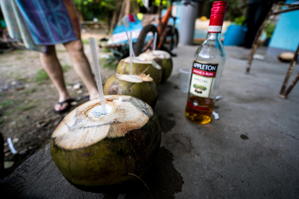 Just a little bit of rum makes a fresh coconut even better!