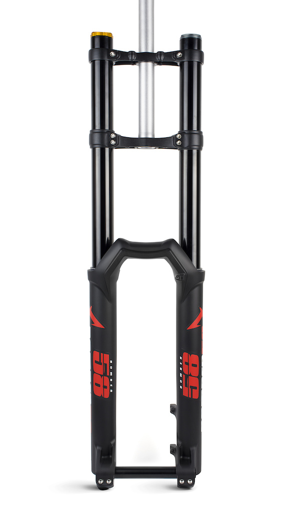 The chassis features 40 mm upper tubes and a lower casting for 27.5 wheels with a 20x110 DH (non-Boost) axle. The updated FIT GRIP damper sports compression and rebound adjustments refined for better sensitivity, traction and mid-stroke control. The EVOL air spring offers a plush beginning stroke and easy tuning of air pressure and spring volumes to fit any rider weight or riding style.
