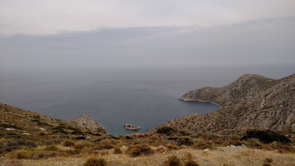 Looking out over the South side of the island over Limnizo bay, only access to other parts of the island are by foot or boat